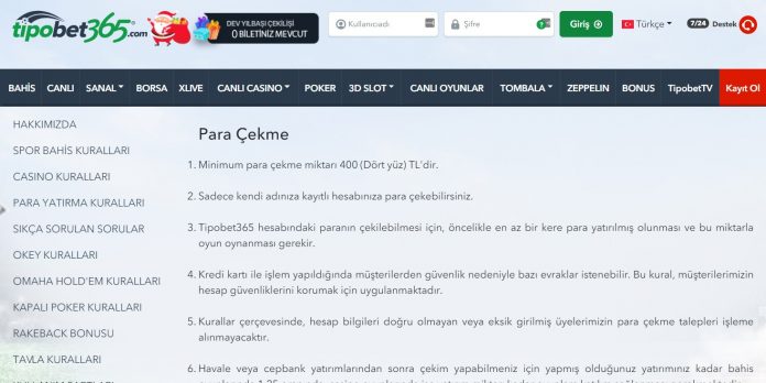 Tipobet para çekme